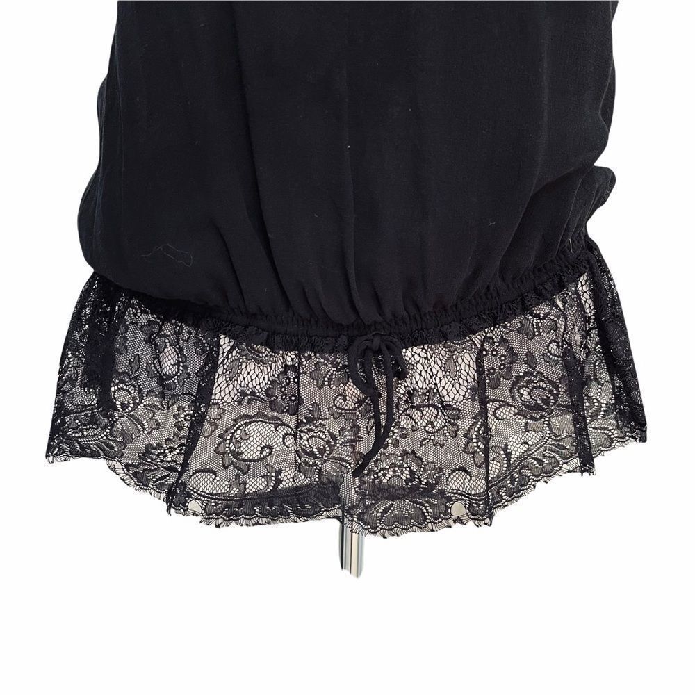 Express Black Lace Peplum Silk Blouse Sequins M - Picture 7 of 15